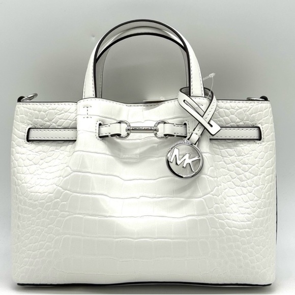 Michael Kors Handbags - Michael Kors Carson Small Crocodile Embossed Satchel Bag
Optic White